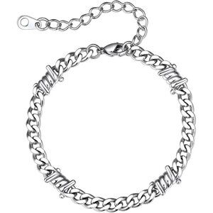Barbed Wire Cuban Chain Bracelet 7/9mm Thick Punk Gothic for Men and Women